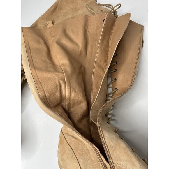 ANTHROPOLOGIE X SILENT D Sz EU40 STELSY knee high HEELED BOOTS Suede Tan Brown - Picture 3 of 5